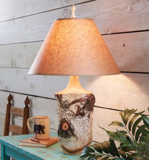 Farmhouse Reading Lamp Birch Wood