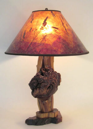 Farmhouse Style Bedside Lamps Cedar Burl Mica