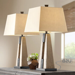 Modern Farmhouse Lamp Weathered Wood