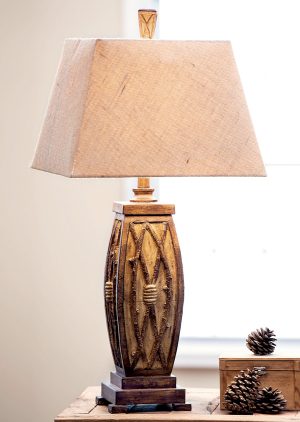 Rustic Farmhouse Desk Lamp Twig Wood