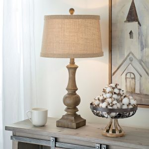 Rustic Farmhouse Table Lamp Woodgrain