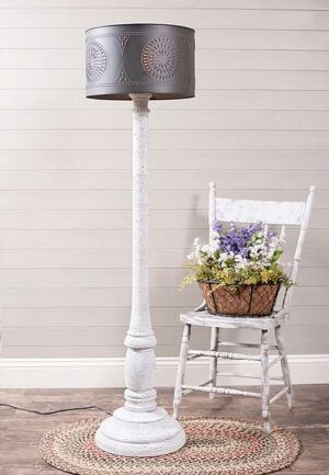 White Farmhouse Floor Lamp Textured