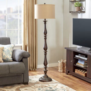 Wood Farmhouse Floor Lamp Antique Brown