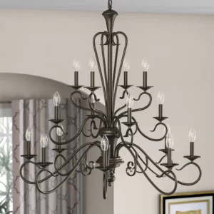 French Country Chandelier Black Extra Large Bronze Candles